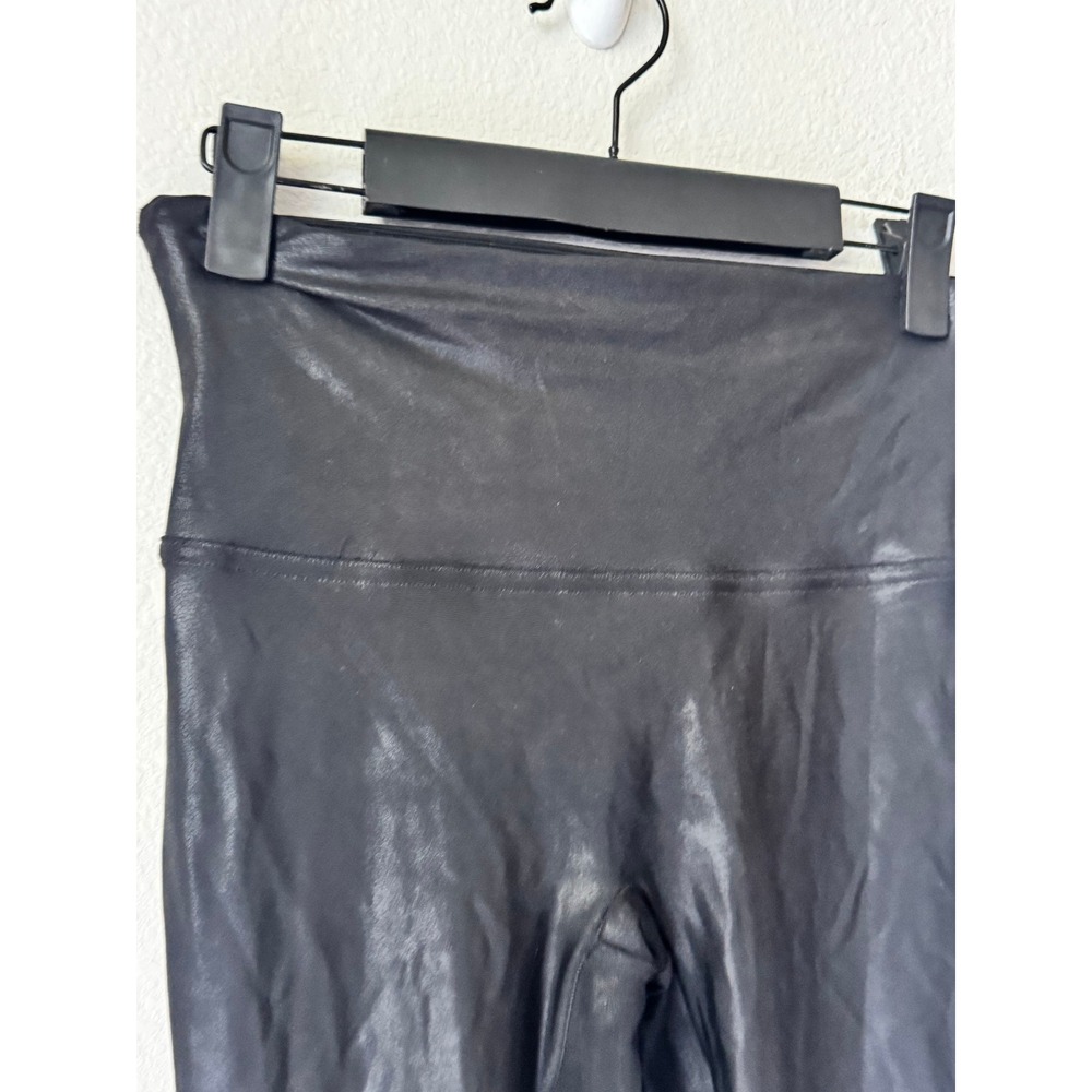 Spanx Faux Leather Leggings Black High Rise Power Waistband Size Medium - Picture 2 of 5